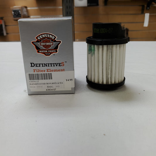 Replaceable oil filter element-Definitive5  Part#63834-07  Fits: Twin Cam models with Definitive filtration system., Stonewall Harley-Davidson