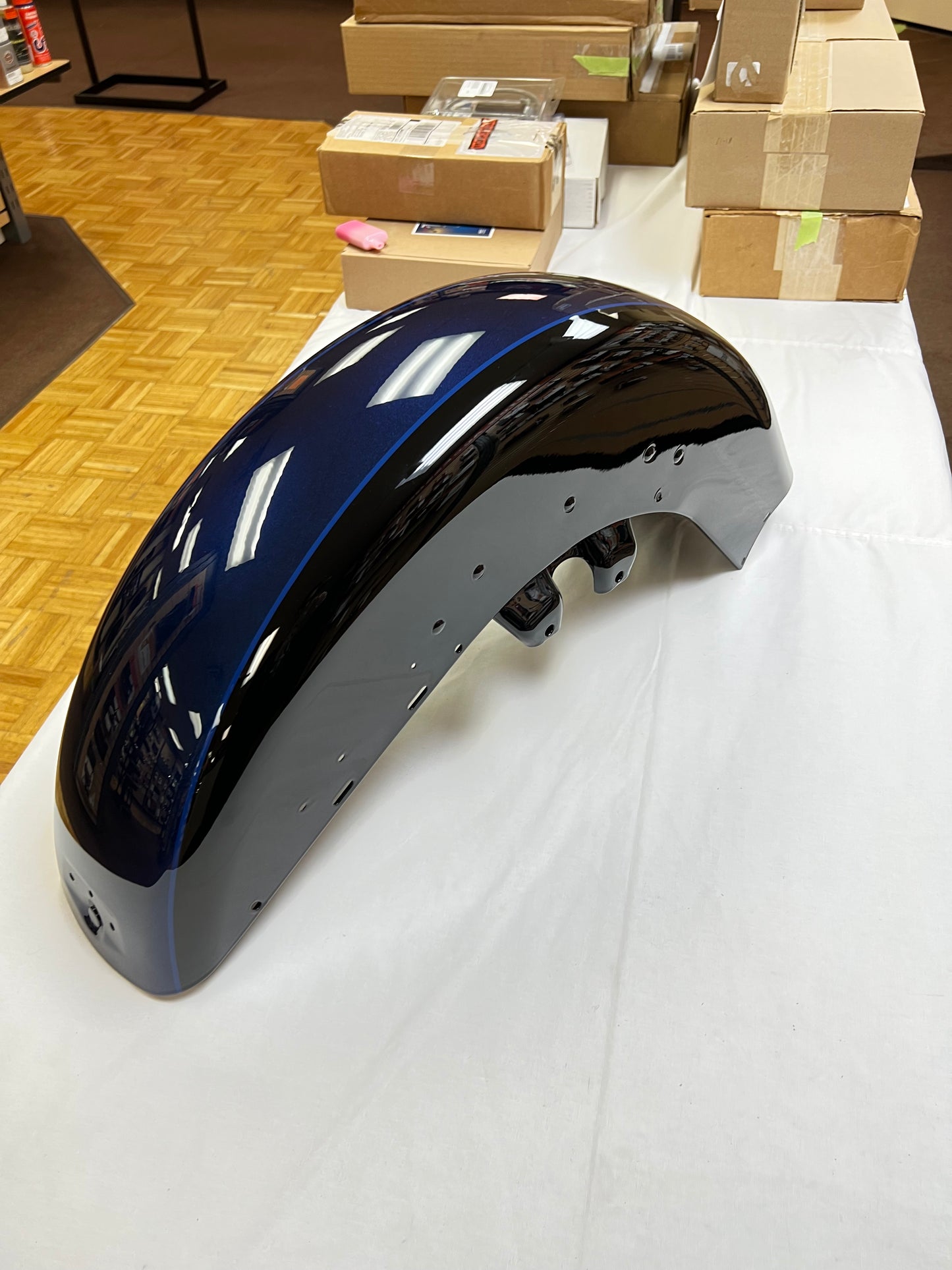 Big Blue Pearl/Vivid Black Front Fender 2-tone Part #59112-12DJR, Stonewall Harley-Davidson