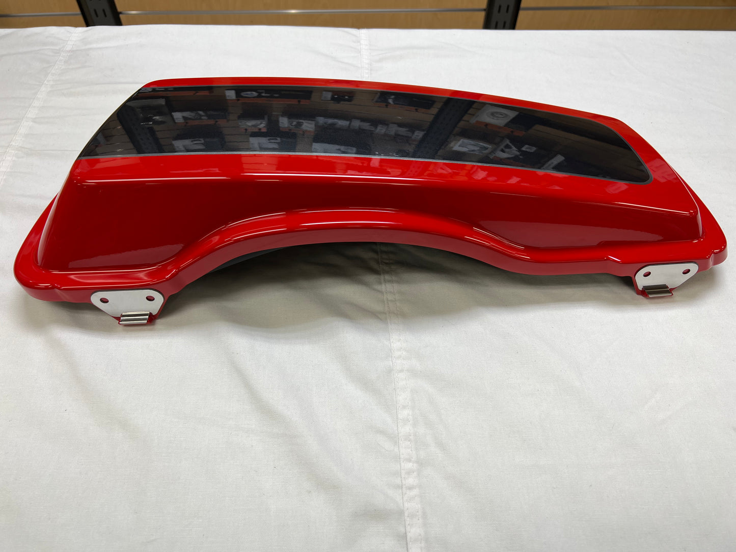 Scarlet Red & Charcoal Saddlebag Lid