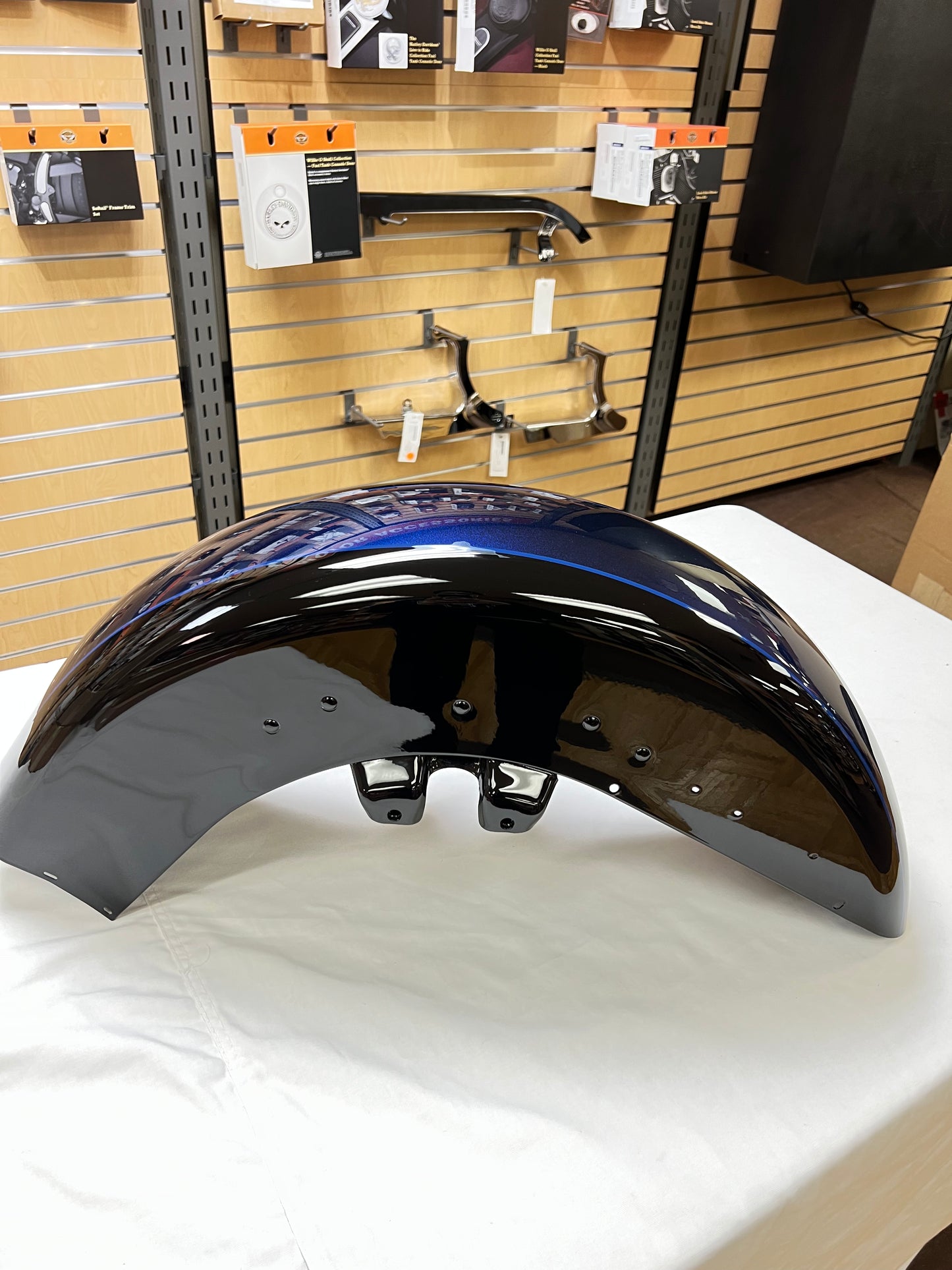 Big Blue Pearl/Vivid Black Front Fender 2-tone Part #59112-12DJR, Stonewall Harley-Davidson