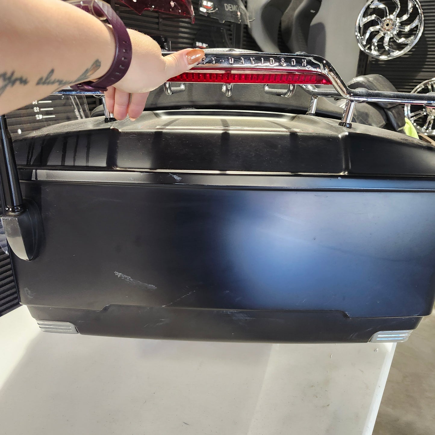 Black denim king pack with Chrome mounting rack