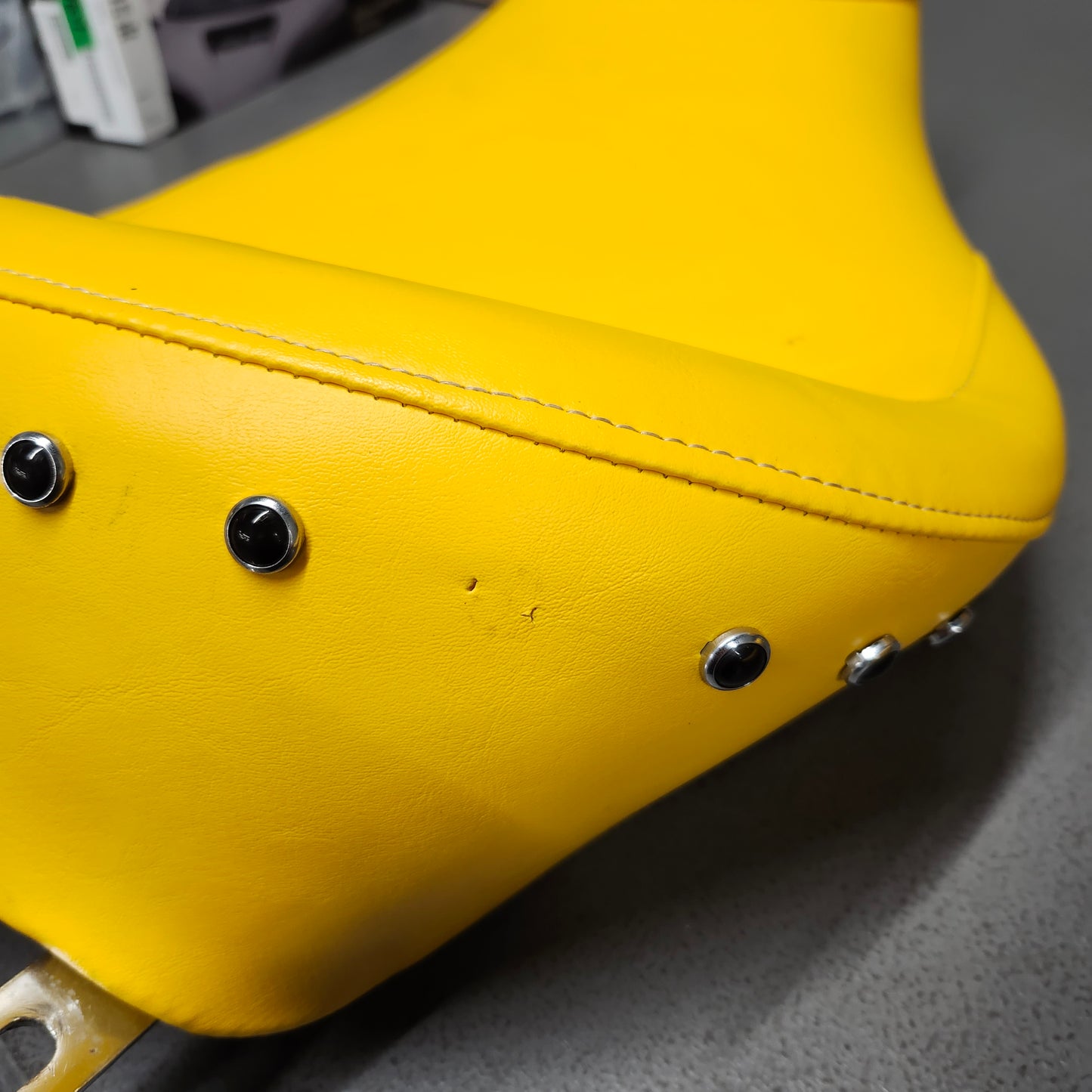 Yellow leather custom touring seat & backrest