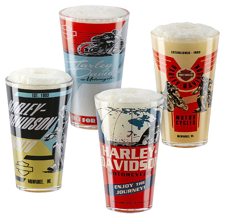 H-D 4 Pint Glass Set